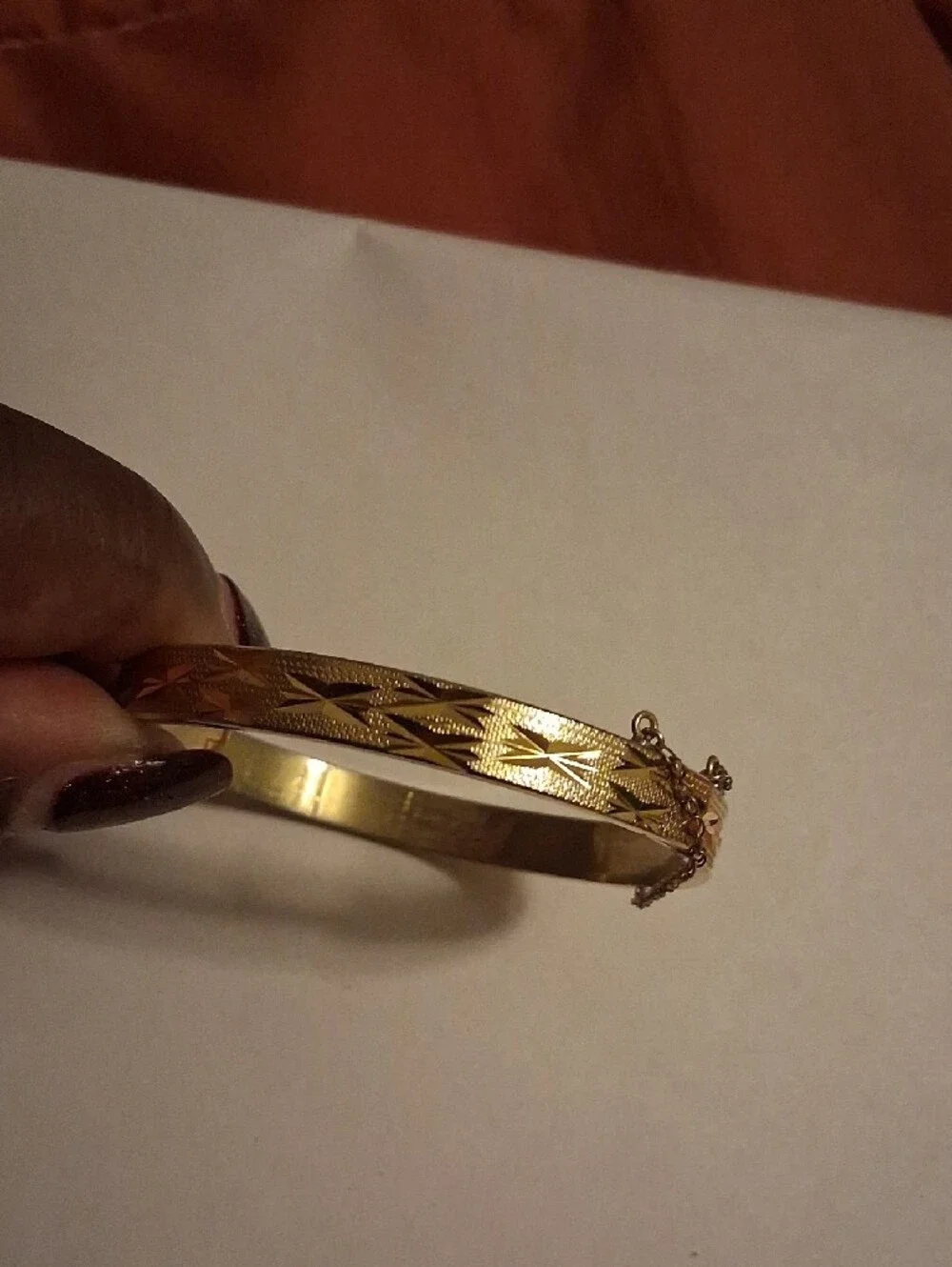 Gold-Tone Textured Hinged Bangle Bracelet